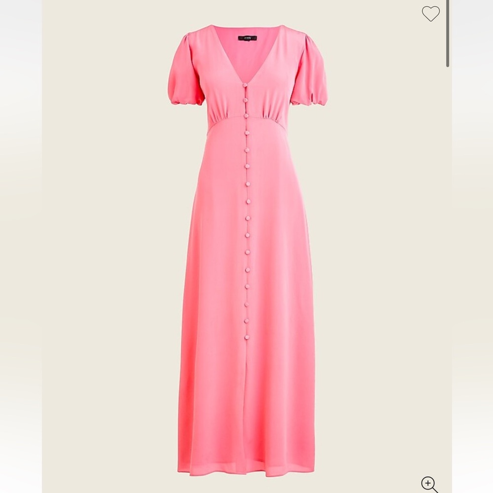 J. Crew Silk Puff Sleeve Pink Maxi Dress 4